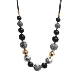 Les Tr&eacute;sors De Lily [R6289] - Disainer pikk kaelakee  Cl&eacute;opatra  must kuld - 80 cm - 3 cm must