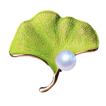 Les Tr&eacute;sors De Lily [R7297] &ndash; disainer Pross 'Gink. go Biloba' kuldne roheline - 45x40 mm roheline