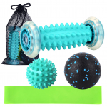 Lixada jalamassaažirull Spiky Ball Fascial Ball Resistance Band S&auml;ilituskoti komplekt valu jaoks roheline