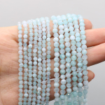 1 Strand lihvitud looduslikust kivist helmed &Uuml;mmargused akvamariinist p&auml;rlite punts Lahtised vahehelmed ehete valmistamiseks DIY kaelakee k&auml;ev&otilde;ru tarvikud 1Strand/3mm