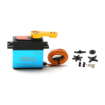 4 tk digitaalne servo 25 kg suure p&ouml;&ouml;rdemomendiga 180 kraadi roostevabast terasest k&auml;iguservo 1/8 1/10 kaugjuhtimispuldiga autole 1pcs sinine