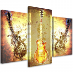 Kolmeosalise pildiga l&otilde;uenditr&uuml;kk Abstract Guitar Fire 60x40 pruun