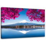 L&otilde;uendiprint Mountain Fuji j&auml;rve roosad lehed 60x40 sinine