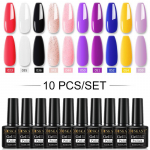 10/20/30 Colors geelk&uuml;&uuml;nelakkide komplekt geellaki komplekt manik&uuml;&uuml;ri poolp&uuml;sivaks h&uuml;briidlakkide alus- ja &uuml;laosa k&uuml;&uuml;nte kunstiks