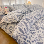 Lillemustriga harjatud kodu voodipesukomplekt Lihtne V&auml;rske Mugav Tekikott koos linakattega Padjap&uuml;&uuml;rid Voodipesu 2.0m 4pcs/sets