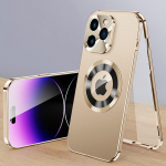 Luksuslik alumiiniumist Aolly Logo Hole &uuml;mbris iPhone 16 15 14 Plus 13 12 Pro Max jaoks, metallist magnetiline objektiivi kaitsekate iPhone 16 Pro Max jaoks For iPhone 14 Pro