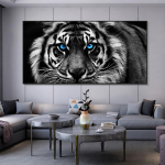 Moodsad prindid L&otilde;uendikunst Mustvalge Tiigripea Maalimine Seinakunst Plakatid Loomakunsti pilt elutoa Cuadrose sisekujunduseks 20x40cm