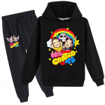 Fashion Me Contro Te Tr&uuml;kitud Kids Hoodies P&uuml;ksid 2tk Komplekt Poistele T&uuml;drukutele Kapuutsiga Pullover Jooksup&uuml;ksid Vabaaja riietus 110 must