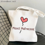 Prantsuse Ait&auml;h Mistress Women Canvas Kawaii Shopping &otilde;lakott Merci Atsem Harajuku kott Kingitus &otilde;petajate &otilde;lakottidele 24*26cm