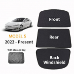 Auto klaaskatuse p&auml;ikesevari Tesla Model S jaoks eesmine tagumine katuseluuk tuuleklaas katuseakna ruloovari V&otilde;rk UV-kaitsega interj&ouml;&ouml;r 3pcs Set New