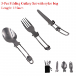 Long cookware backpack Spork fork stainless steel fold knife utensil spoon  set combo Picnic camp cutlery tableware as photo2