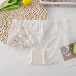 Soft Ice Silk Aluspesu Naiste Feeling Silk Smooth Lace keskmise madala v&ouml;&ouml;kohaga j&auml;lgedeta hingav puhtast puuvillast antibakteriaalne jalgevahe kolmnurga aluspesu M valge