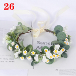 Pulma lilleline vanik Peapael Pruudi lillekroon Bohemian Faux Rose Pulmap&auml;rjad Punutud Juuksed Viinapuust Peaees Juuste Ornament 6