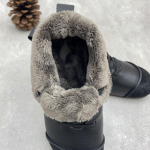 Johnature ehtsast nahast kingad naiste saapad elastne riba &uuml;mmargune ninaosa, &otilde;mblemine k&auml;sitsi valmistatud kokkuv&otilde;tlikud retro poolsaapad 35-Plush must