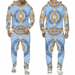 Luksuslik kuldse lilleprintiga meeste 2-osaline riietus, retrobarokkmustriga kapuuts/p&uuml;ksid/komplekt Hip Hop t&auml;navar&otilde;ivad meeste/naiste s&ouml;rkimis&uuml;likond 5XL