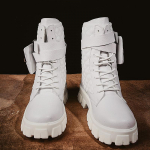 Euroopa S&uuml;gis Meeste Kingad Saapad Valged K&otilde;rged Retro Fashion Tossud Mood Tasku Mootorrattasaapad. 42