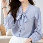 Pikkade varrukatega n&ouml;&ouml;biga naiste s&auml;rgid, mood, elegantsed naiste pluusid, &scaron;ifoonist kontorinaised, sinised riided 29317 S orion i v&auml;rv