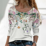 Elegantsed naiste pluusid 3D lilleprintidega pikkade varrukatega topid S&uuml;gis- ja Talvised Naiste T-s&auml;rgid Suurem&otilde;&otilde;dulised Y2k riided t&uuml;drukutele M