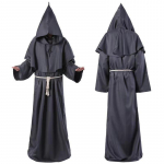 Mungar&uuml;&uuml; Keskaegne vend Munk Preester Kapuutsiga kuub Halloweeni tuunika Kapuutsiga vormiriietus mungakost&uuml;&uuml;m Cosplay kost&uuml;&uuml;m 2XL hall