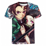 Anime Demon Slayer Kochou Shinobu 3D Prindiga T-s&auml;rk suvine Unisex l&uuml;hikeste varrukatega multifilmitopsid, poisid, t&uuml;drukud, pol&uuml;estrist O-kaelusega T-s&auml;rk XXS