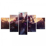 5 pilti League of Legends Xayah Rakan m&auml;ngu l&otilde;uendile tr&uuml;kitud maal elutoa seinakujunduse jaoks HD-pildikunsti plakat ilma raamita 20x35cm*2 20x45cm*2 20x55cm*1