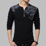 Meeste pikkade varrukatega T-s&auml;rk Meeste kevad-s&uuml;gis n&ouml;&ouml;bid V kaelus Mood Puuvill Lilletr&uuml;kiga T-s&auml;rk Meeste &Otilde;huke valge Must Punane Kultuuris&auml;rk M must