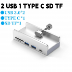 4-pordiline USB C-jaotur koos toiteallikaga USB 3.0 splitteradapter C-t&uuml;&uuml;pi klambrijaoturi dokkimisjaam 5G kiire andmeedastus s&uuml;learvuti jaoks