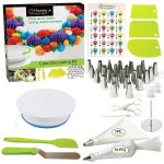 Roostevabast terasest 46-osaline tordikinnituslaua komplekt koogi p&ouml;&ouml;rdalus plastikust k&uuml;psetust&ouml;&ouml;riist DIY omatehtud koogikinnitus suhu k&uuml;psiste valmistamine roheline