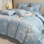 Kerge luksuslik kahepoolne 100 puhtast puuvillast tikitud pika klambriga puuvillane v&auml;ike v&auml;rske puuvillane neljaosaline tekikott 1.8m bed sheet 4pcs