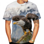 Suvised 3D Digital Eagle Prinditud Topid Meeste Mood Plus Size l&uuml;hikeste varrukatega T-s&auml;rk S