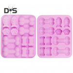 2 tk silikoonvorm 12 &otilde;&otilde;nsusega luu kala kassik&auml;pa tr&uuml;kk Mittekleepuva toidukvaliteediga lihtsasti vabastatav DIY fondant &scaron;okolaadikommid koerale m&otilde;eldud k&uuml;psetusvorm roosa