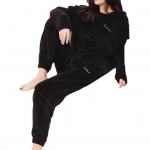 Naiste pidžaamakomplekt avaraks magamiseks, hubane ja paks koduriiete pealisp&uuml;kste komplekt magamiseks XXL must