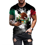 Mehhiko Eagle mustriga T-s&auml;rk meestele Moodne 3D-printimine T-s&auml;rk Hip Hop Harajuku l&uuml;hikeste varrukatega T-s&auml;rk, vabaaja kaelusega topid 4XL