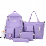 4 tk Oxfordi riidest seljakott p&otilde;hikooli&otilde;pilastele mitme taskuga, suure mahutavusega seljakott t&uuml;drukutele vabaajareisidele m&otilde;eldud neljaosaline seljakotikomplekt 12X30X42cm lavendel