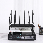 Lauapaberikorraldaja, 2-korruselised kirjapaberisalved 5 vertikaalse dokumendihoidjaga, must v&otilde;rgust lauaarvuti korraldaja klassiruumi, kodu v&otilde;i kontori jaoks must