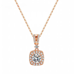 Luksuslik roosikulla kaelakee ripats 1 CT Moissanite High Clarity VVS1 naiste kalliskivist h&otilde;bedast ehted, aastap&auml;eva kingitus 1 carat