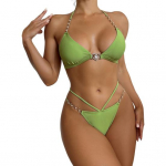 1 komplekt bikiinid ujumistrikoo polsterdatud rinnahoidjad, alustraadita Seksikad p&auml;itsed V kaelarihmaga ujumiskomplekt, kaheosaline, jagatud bikiinid, suvised naiste ujumiskost&uuml;&uuml;mid rannar&otilde;ivad L