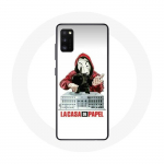 &Uuml;mbris Samsung galaxy S20 plus La casa de papel maski logoga valgel taustal