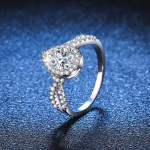 Sterling h&otilde;bedane s&otilde;rmus Mossanite Water Drop 1 karaadine D Color Lab High Clarity VVS1 teemant kihlas&otilde;rmus naistele 5.5