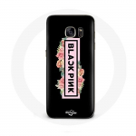 &Uuml;mbris Samsung Galaxy S6 Blackpink K-pop Group Logo must roosa must taust