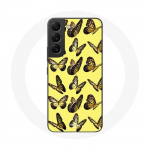 Kollase taustaga &uuml;mbris Samsung Galaxy S22 Butterflies jaoks