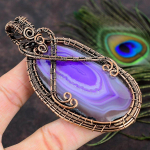 Natural Purple Botswaba Druzy Gemstone Copper Wire Wrap Pendant 3.86 p9g49