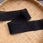5 jardi/krunt 4,5 cm lai Puhas puuvill Beež/must/valge K&auml;sitsi valmistatud tikandid Pits Retro&auml;&auml;rne aksessuaar 5 Yards length