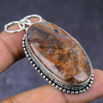 Naturaalne Laguna pits-ahhaat kalliskivi 925 h&otilde;bedast ripats 2,25 s8b36