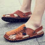 Meeste sandaalid mustad nahast Gladiator Sandaalid Suvised Rooma sandaalid Meestele Suures suuruses rannajalatsid EU:45 pruun