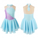 T&uuml;drukute iluuisutamiskleidid l&auml;ikiv kivist v&otilde;imlemine trikood T&uuml;drukute tantsuballeti &uuml;likond 5-6 Years helesinine v&auml;rv