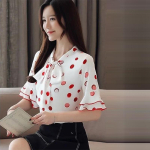 Sweet S&auml;rk Suvine t&auml;piline poolvarrukatega naister&otilde;ivas Korea lootoseleheline beebikrae t&auml;piline s&auml;rk l&uuml;hikeste varrukatega &scaron;ifoons&auml;rk XXXXL
