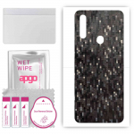 apgo Protective Skin Sticker for the back compatible with Oppo A8, Wrap Film, Foil, Vinyl - Pattern Carbon Black Pixel