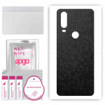 apgo Protective Skin Sticker for the back compatible with Motorola One Action, Wrap Film, Foil, Vinyl - Pattern Black Honeycomb