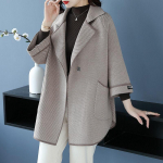 Naiste massiivne keskmise pikkusega mantel Naiste kardigan s&uuml;gistalvised paksendatud fliistopid M must